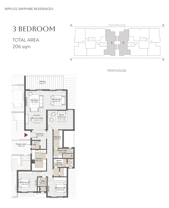 Floor plan for apartment at Sapphire Residence