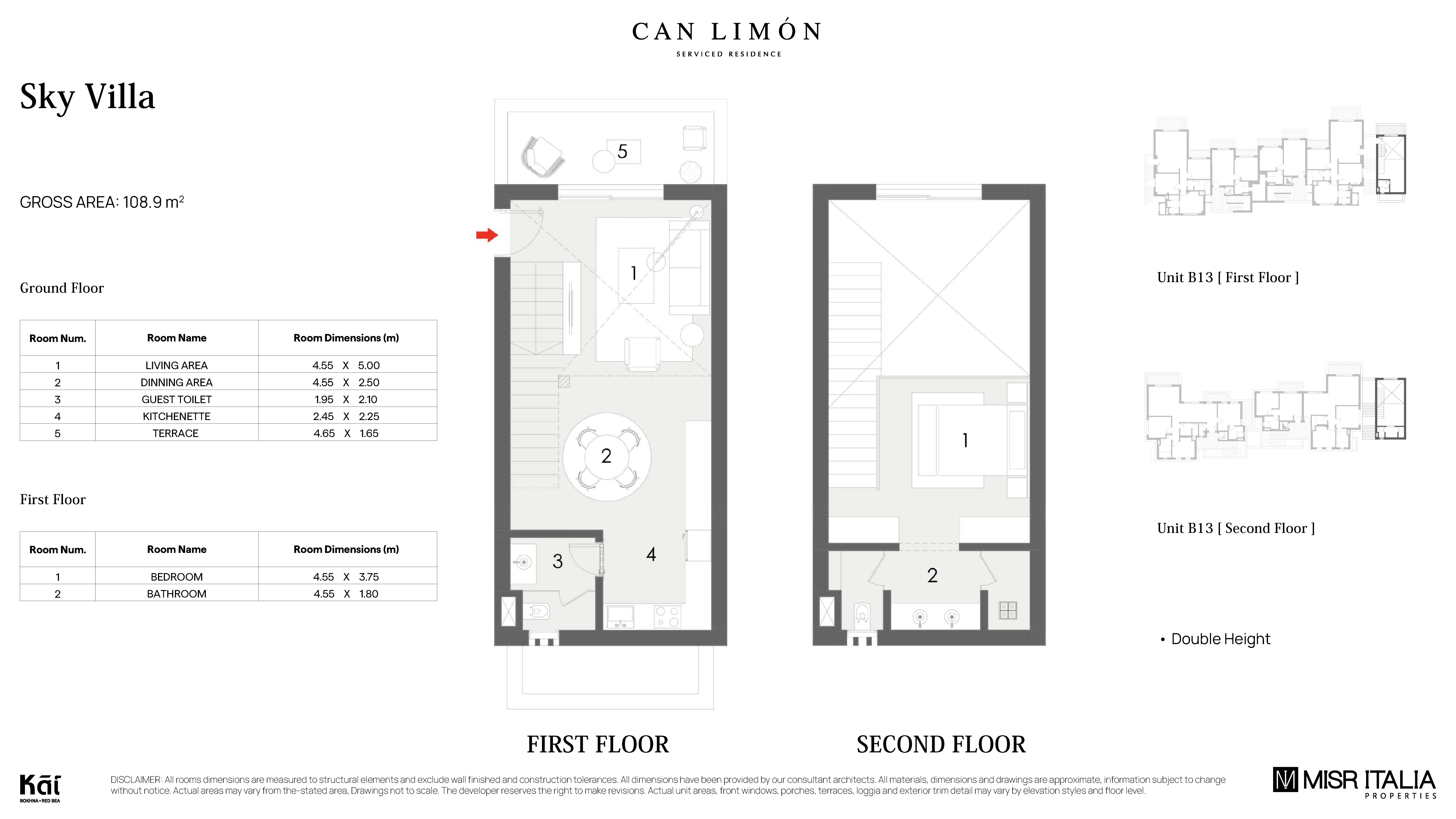Floor plan for duplex at Can Limon - Kai Sokhna