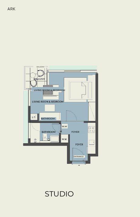 Floor plan for studio at Edge