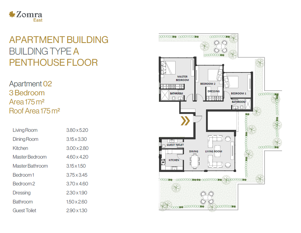 Floor plan for apartment at Zomra East