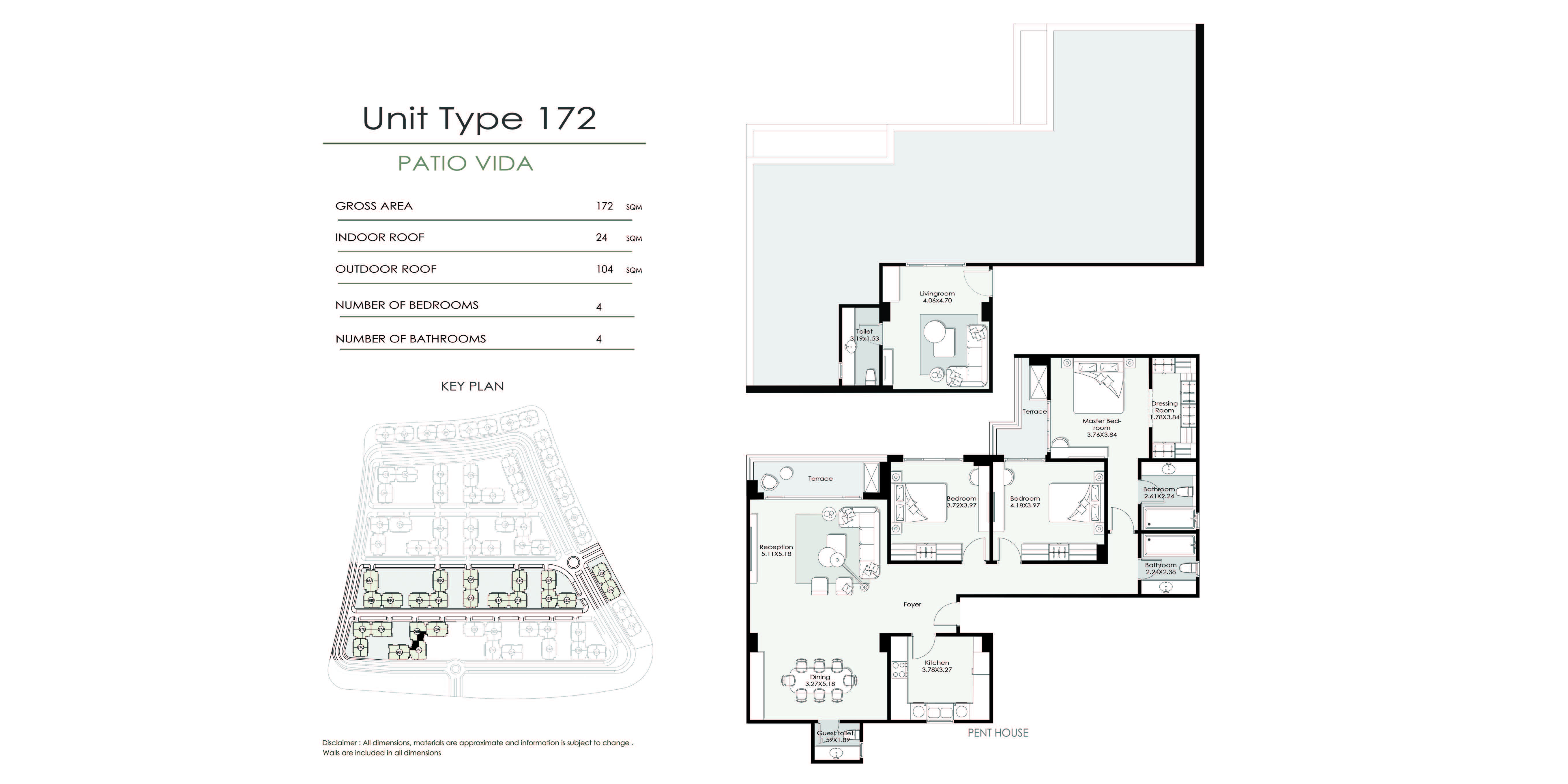 Floor plan for penthouse at Patio Vida