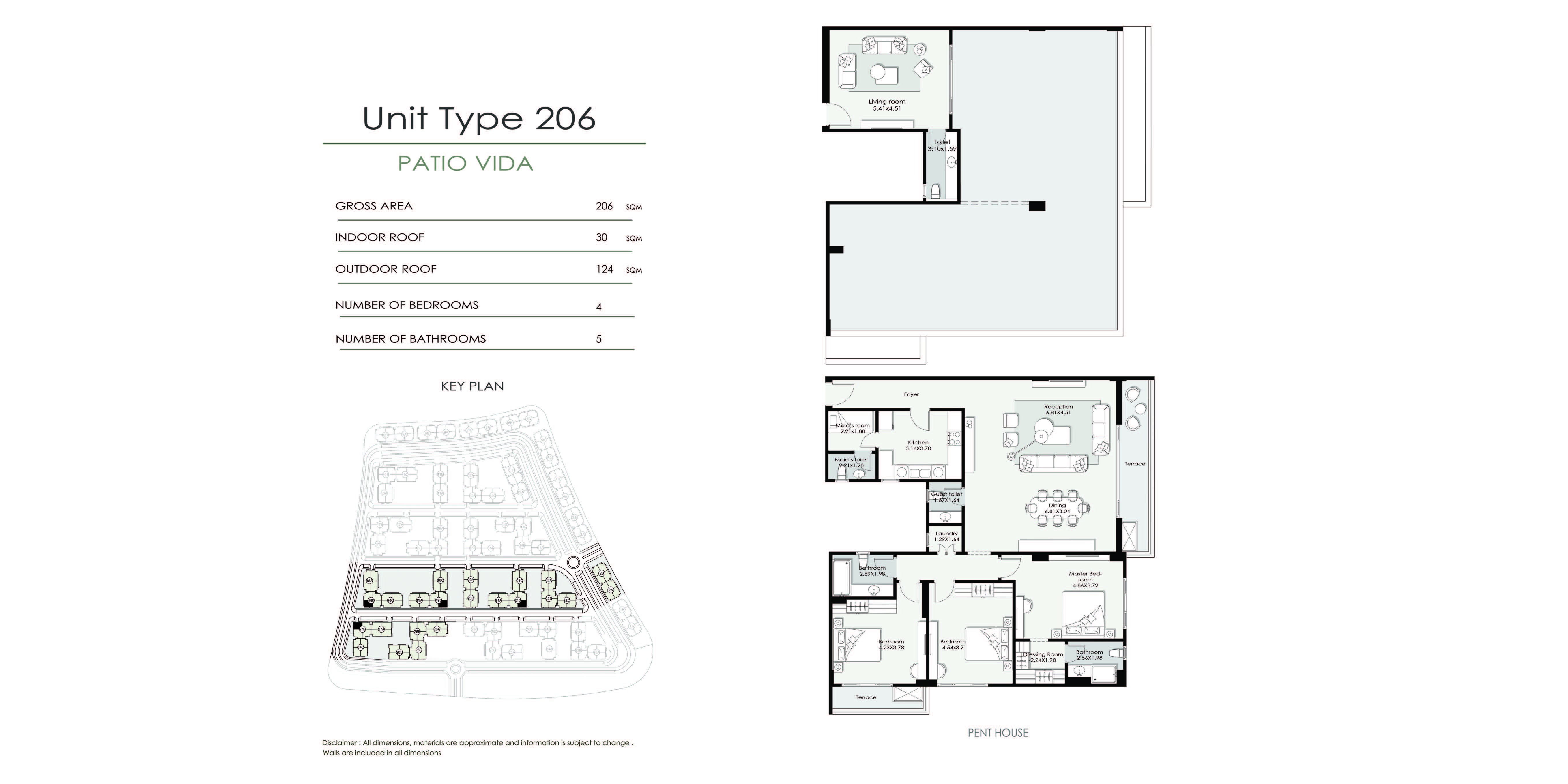 Floor plan for penthouse at Patio Vida