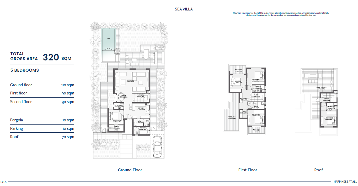 Floor plan for villa at Sea Mount-LVLS