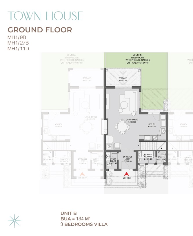 Floor plan for townhouse at Aden