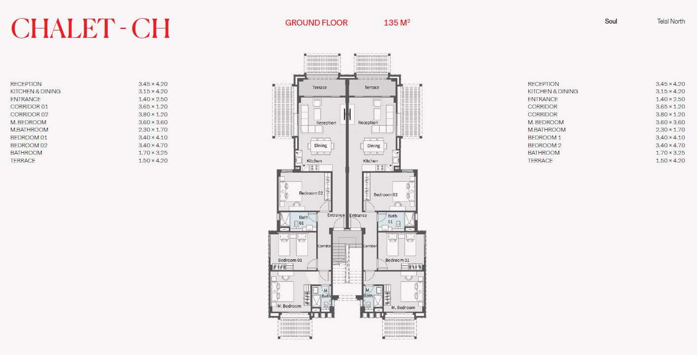 Floor plan for chalet at Telal North Coast