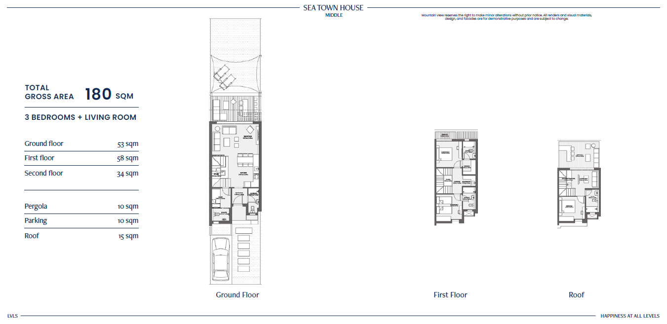 Floor plan for townhouse at Sea Mount-LVLS