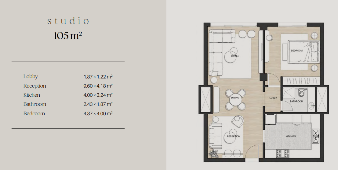 Floor plan for apartment at Residence Eight Sky Abu Dhabi