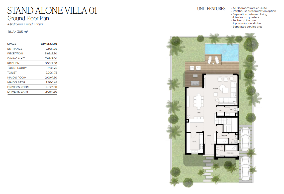 Floor plan for villa at Kinz