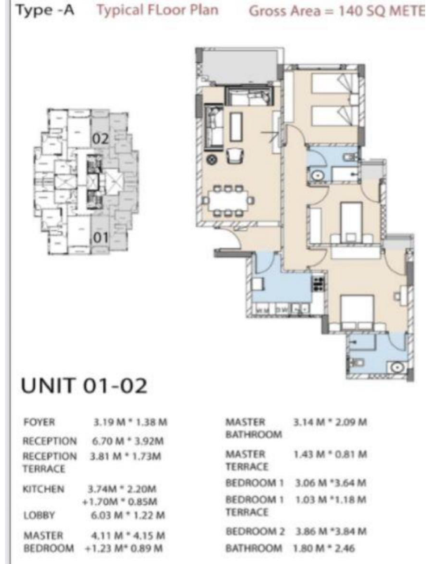 Floor plan for apartment at De Joya 1