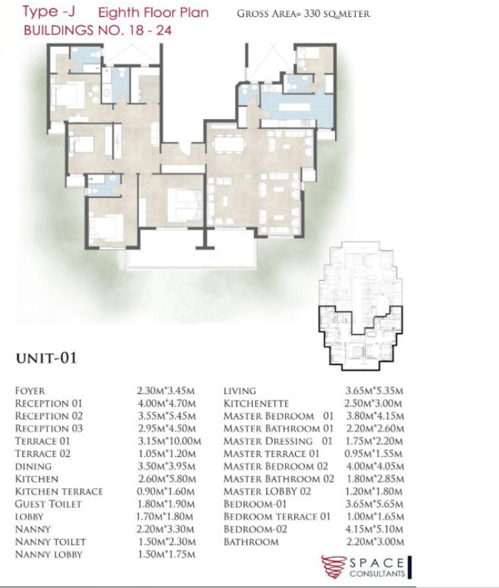 Floor plan for apartment at De Joya 1