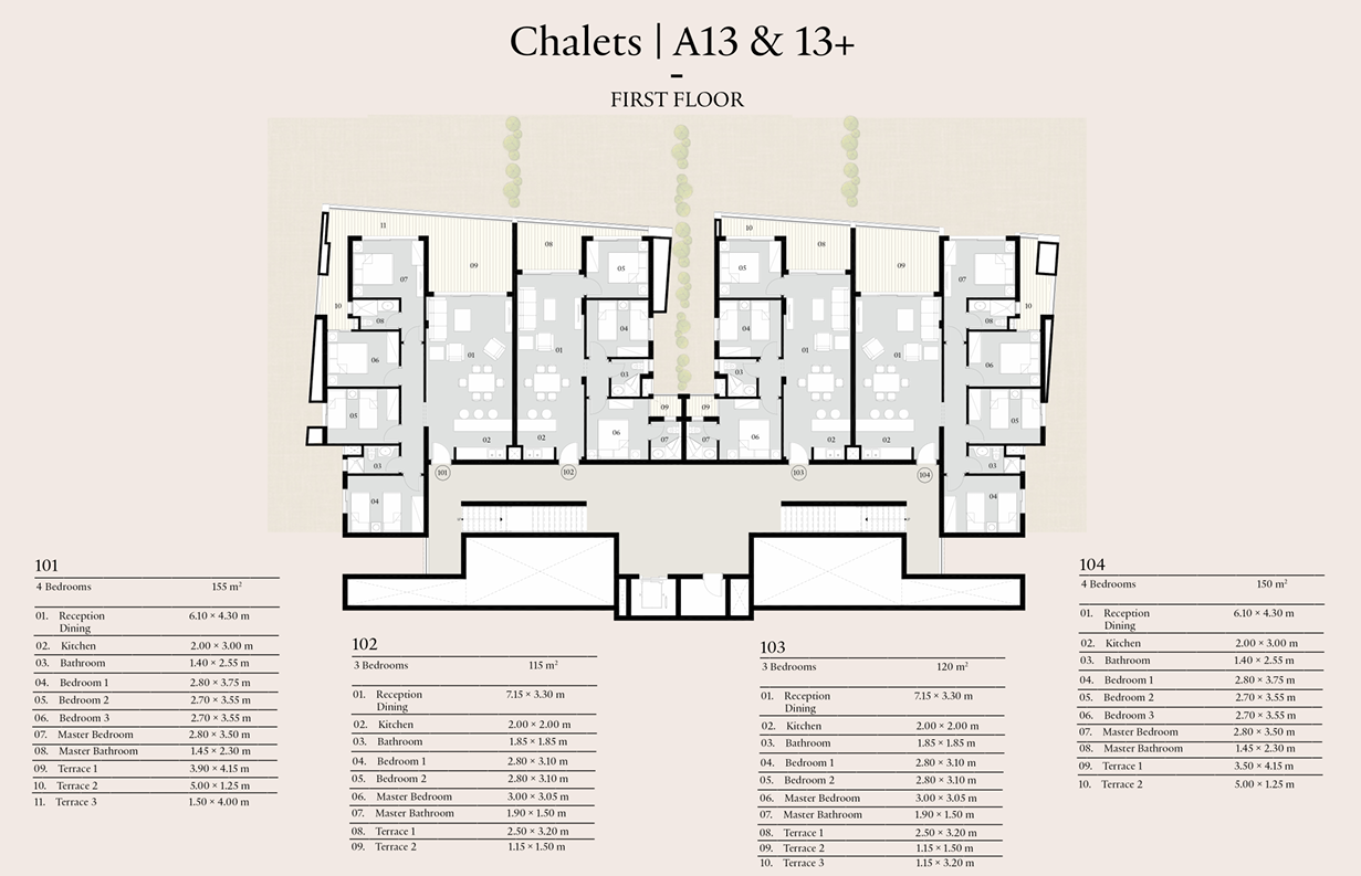 Floor plan for chalet at Carnelia