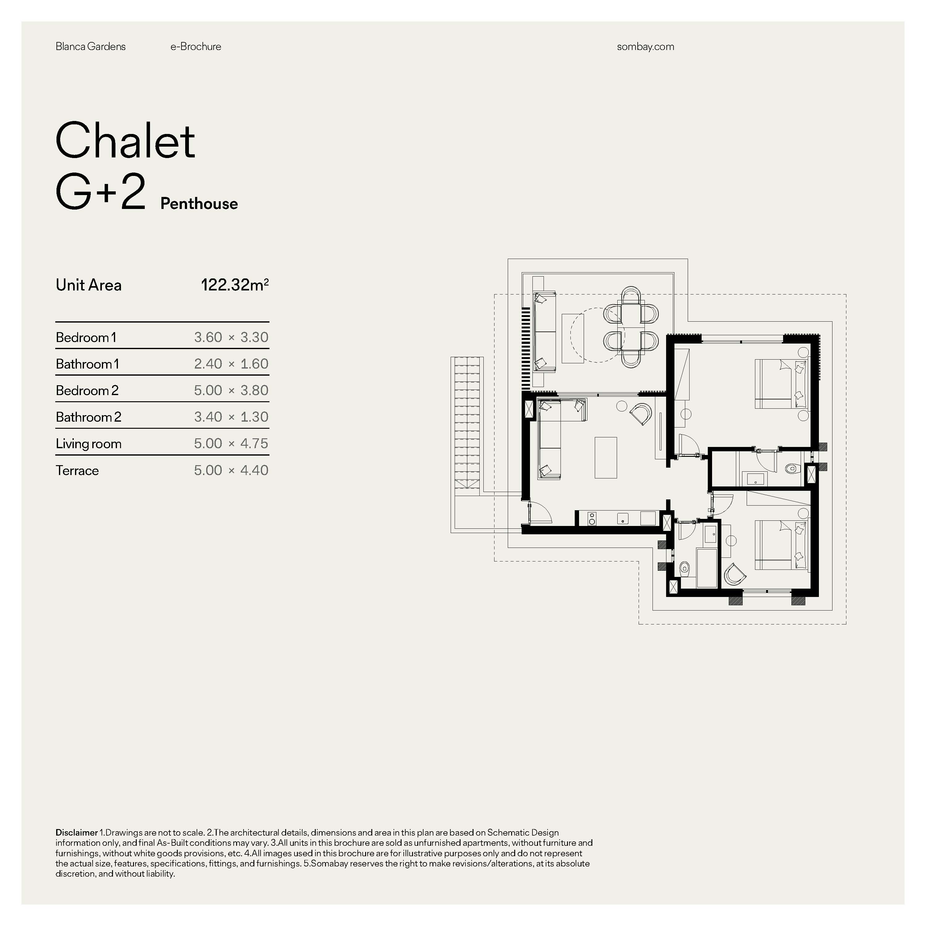 Floor plan for chalet at Blanca Gardens 2