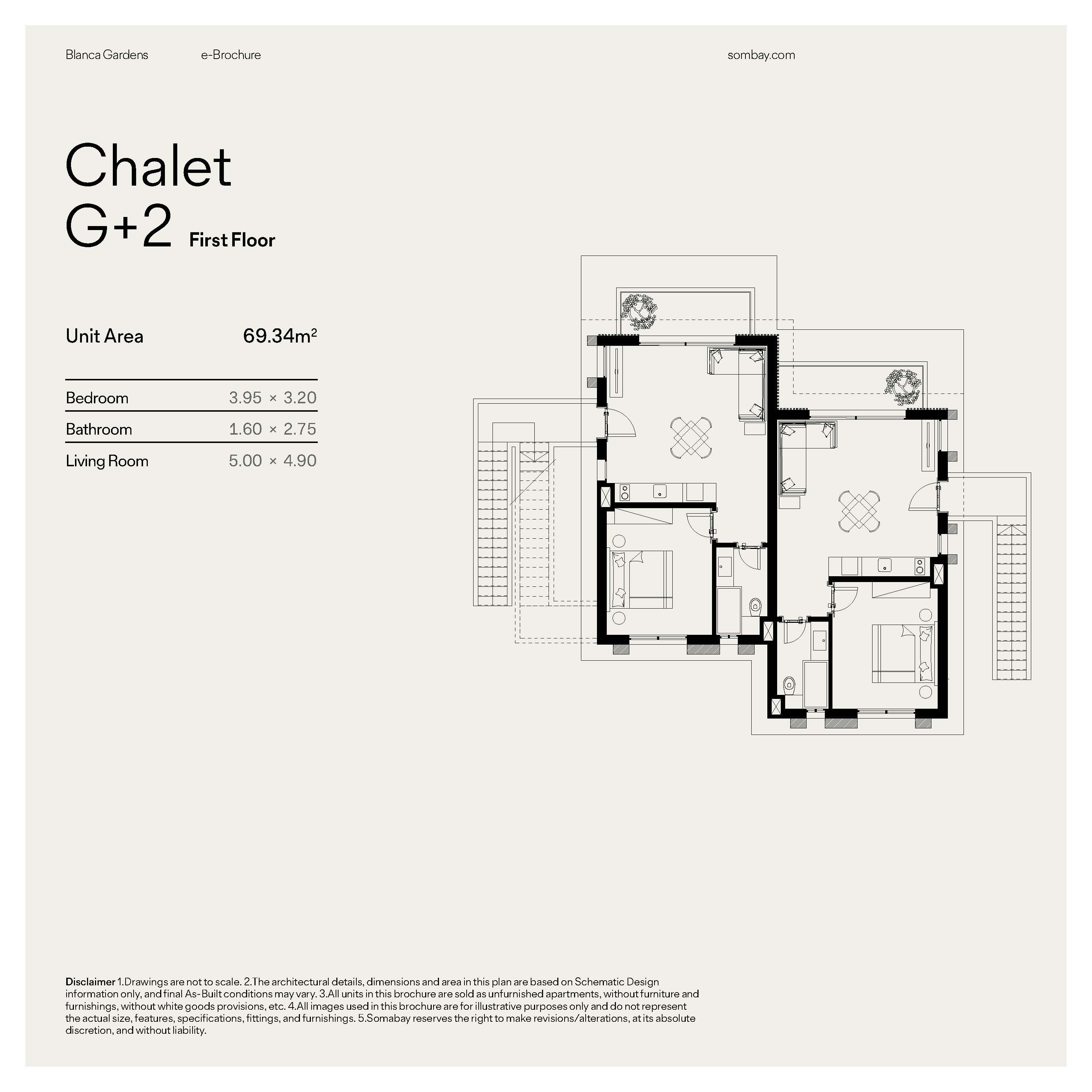 Floor plan for chalet at Blanca Gardens 2