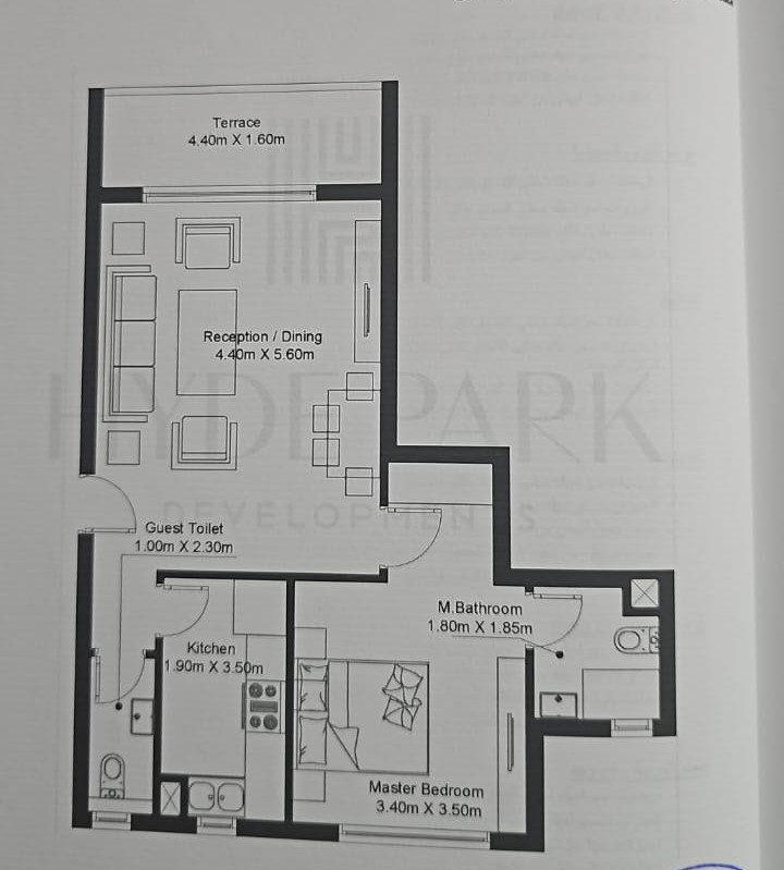 Floor plan for chalet at Hyde Park North - Seashore