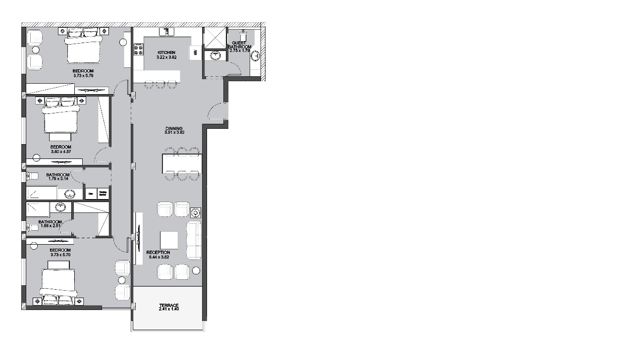 Floor plan for chalet at Direction White
