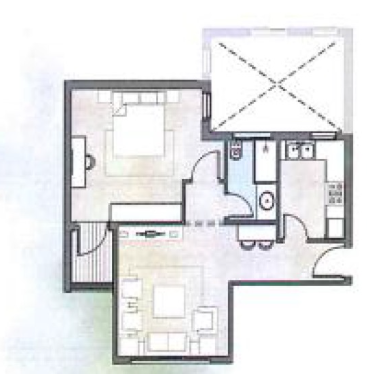 Floor plan for studio at De Joya 1