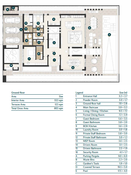 Floor plan for villa at Ras El Hekma Egypt