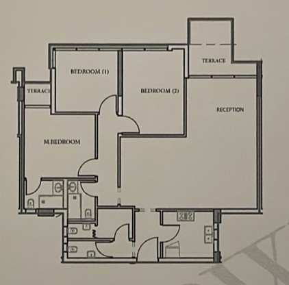 Floor plan for apartment at The Waterway - New Cairo
