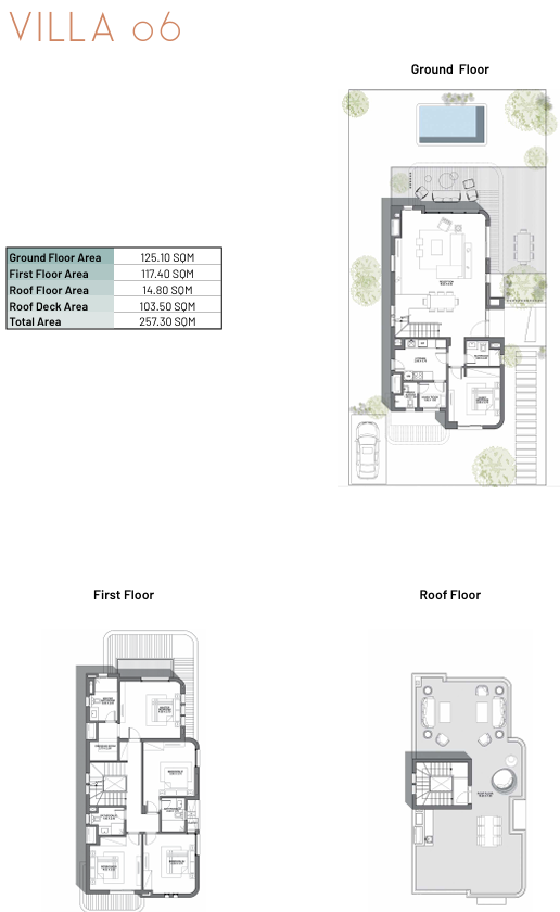 Floor plan for villa at Pearl-June