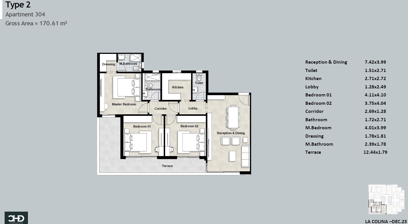 Floor plan for apartment at La Colina