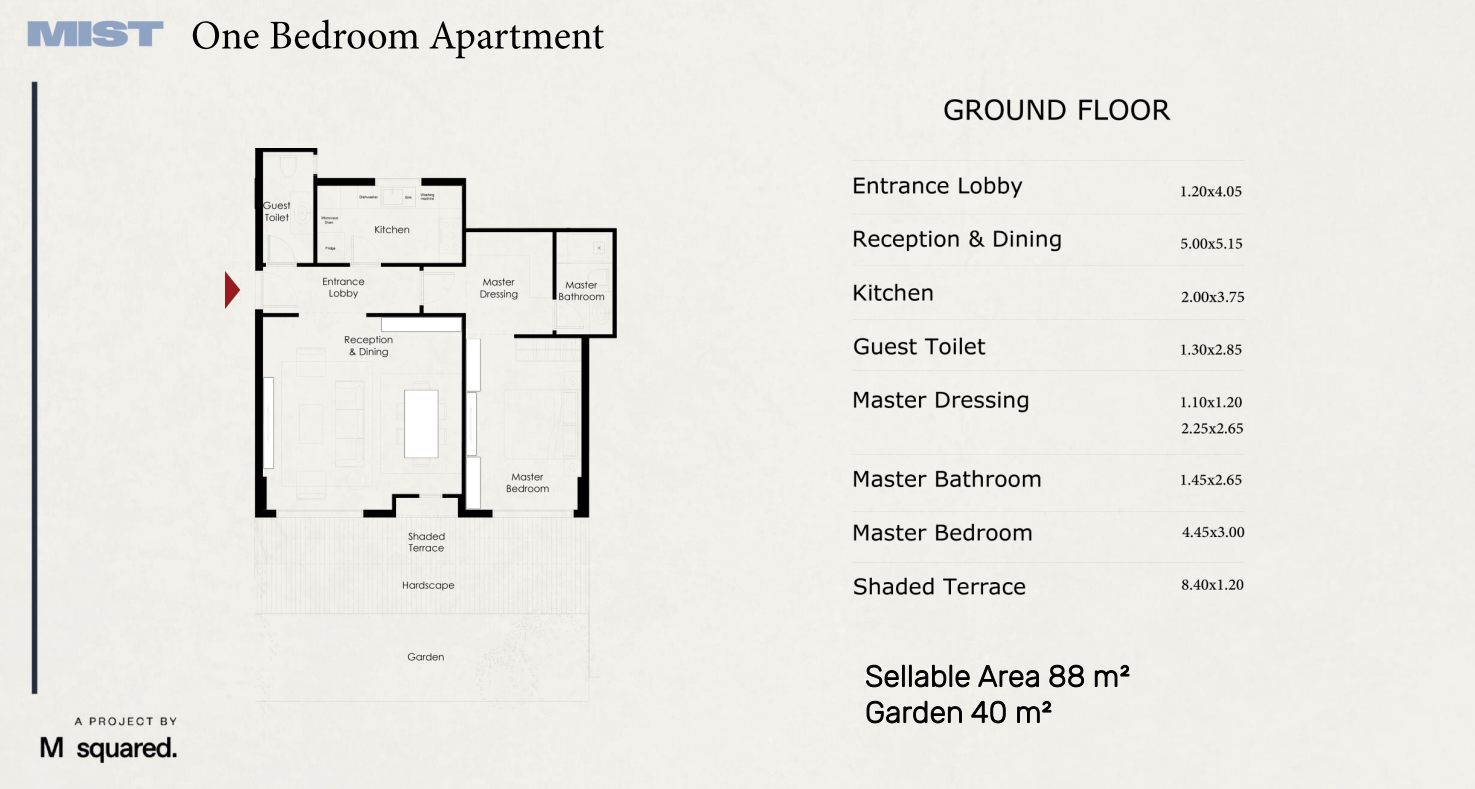Floor plan for apartment at Mist
