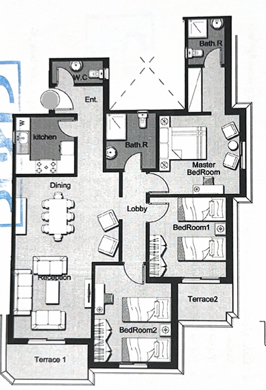 Floor plan for penthouse at Century City