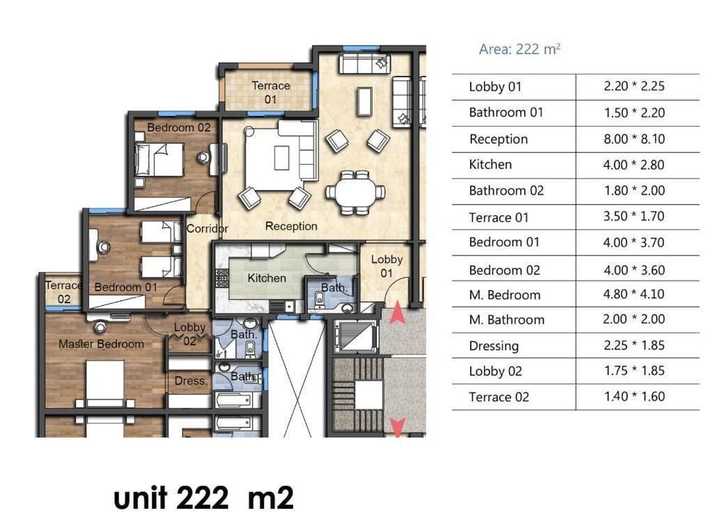 Floor plan for apartment at OIA Compound
