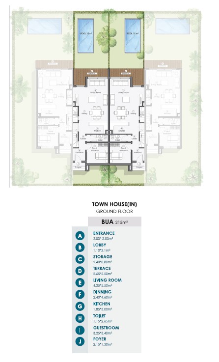 Floor plan for townhouse at Ein Hills
