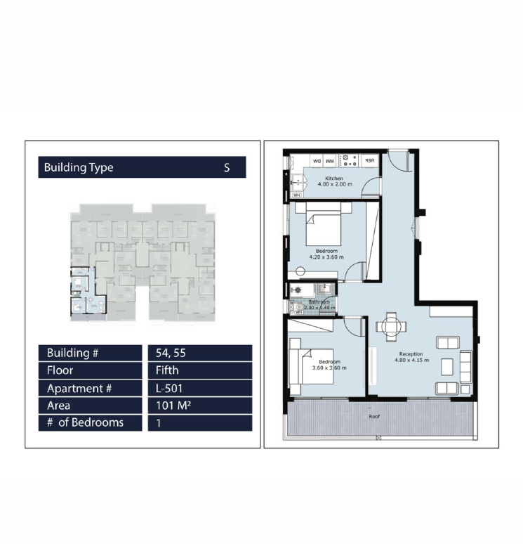 Floor plan for apartment at Fifth Square Al Marasem