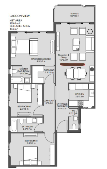 Floor plan for apartment at Lumia Lagoons