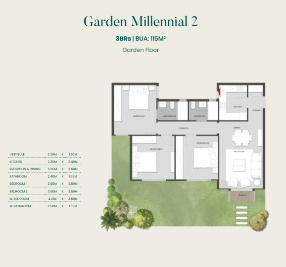 Floor plan for apartment at Aliva Mountain View Mostakbal City