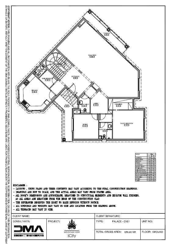 Floor plan for villa at Club Park- ICity New Cairo