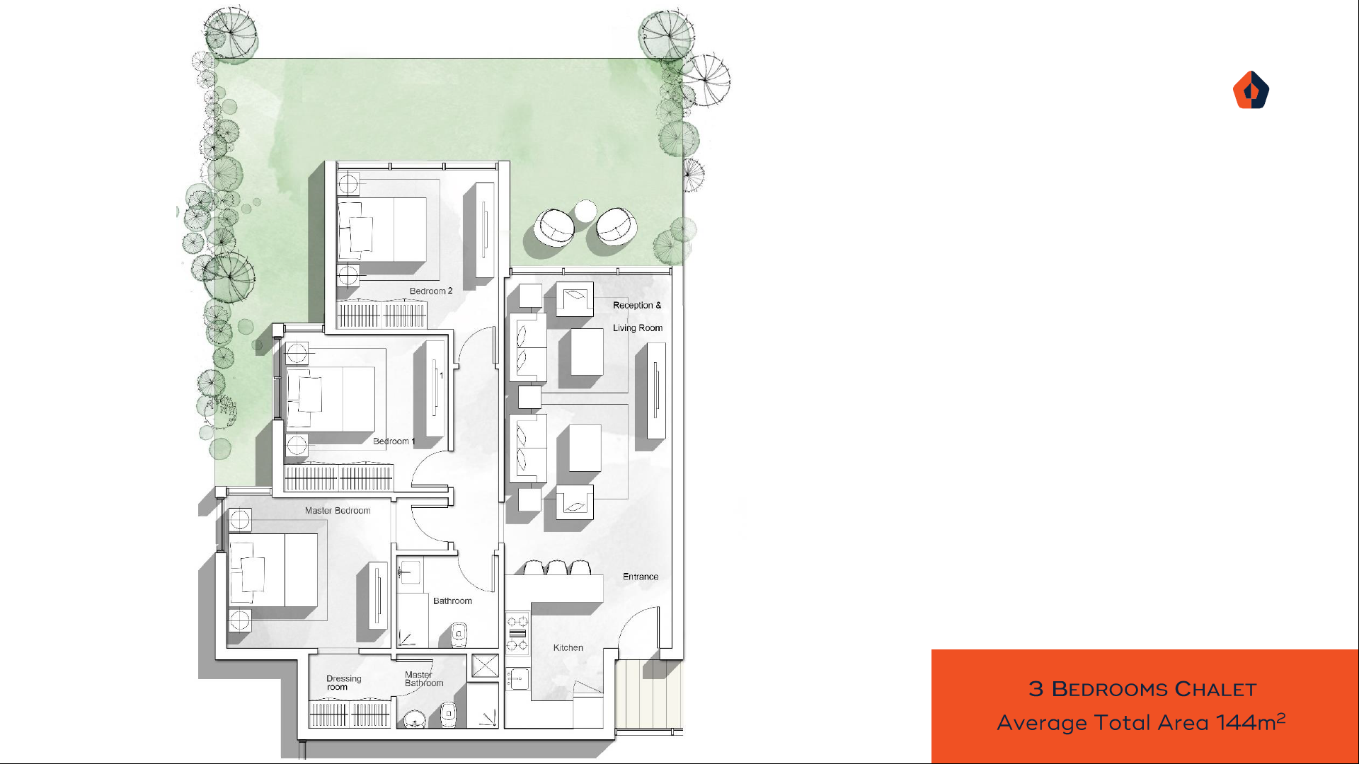 Floor plan for chalet at Baymount