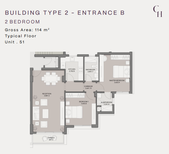Floor plan for apartment at Spire - Club Hills