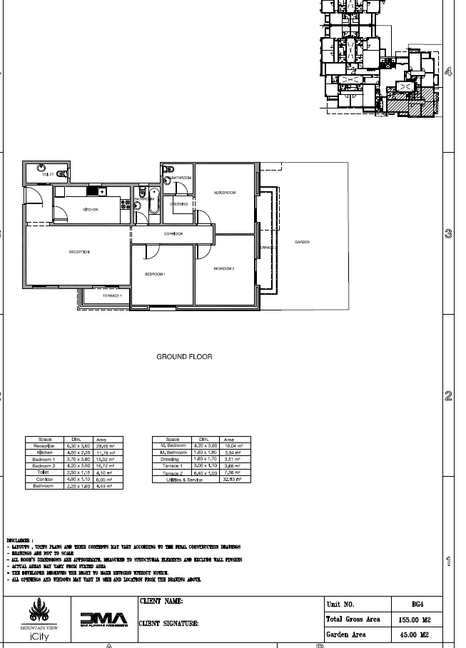 Floor plan for apartment at Club Park- ICity New Cairo