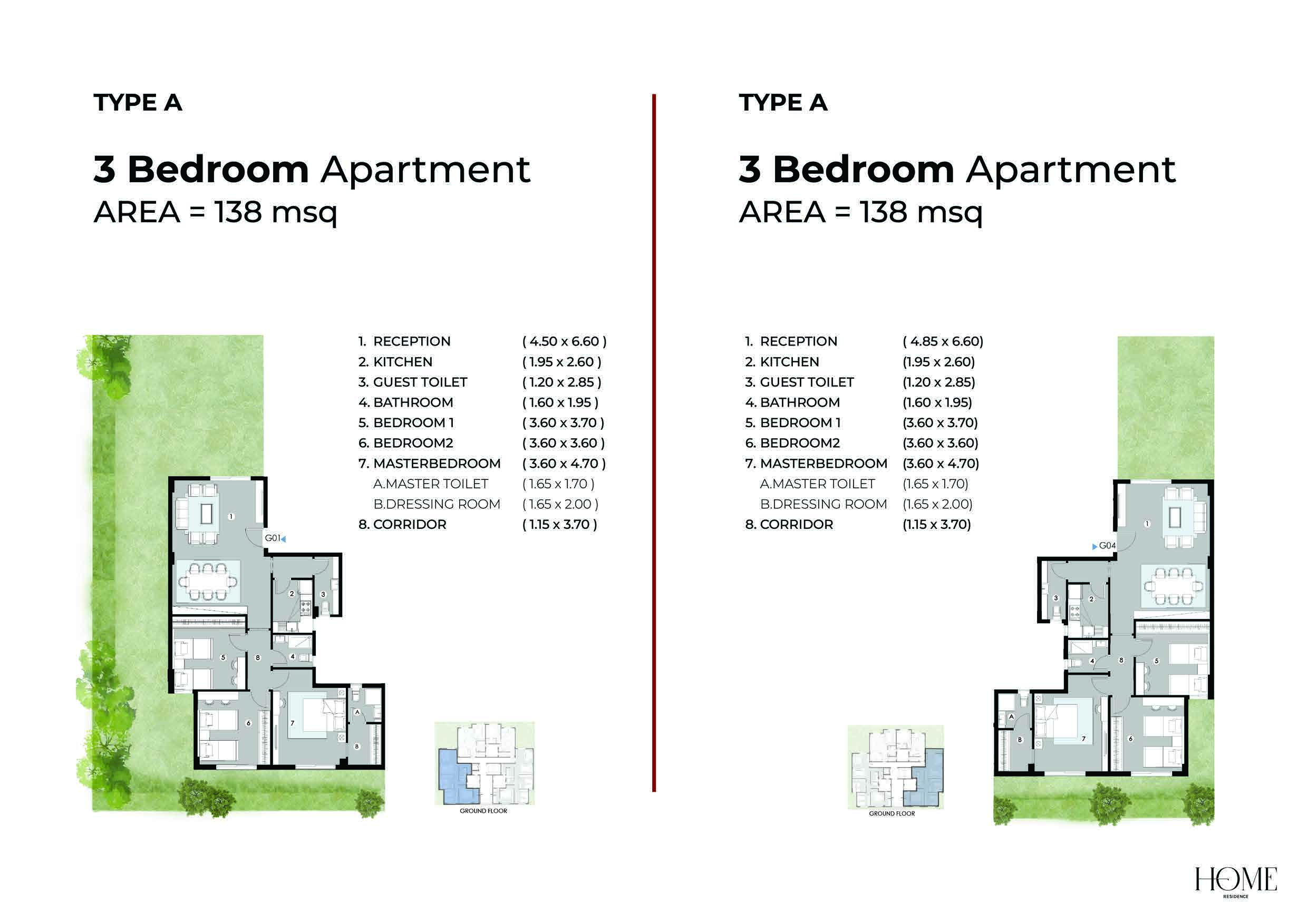Floor plan for apartment at Home Residence