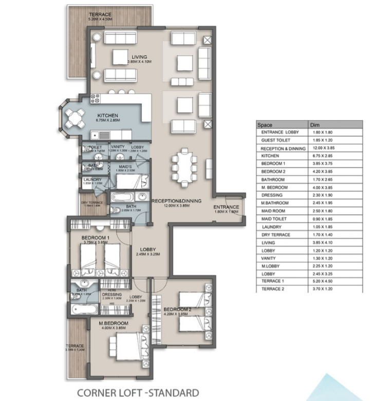 Floor plan for apartment at The Loft