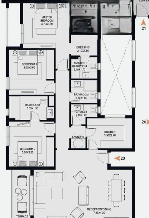 Floor plan for apartment at O West Orascom