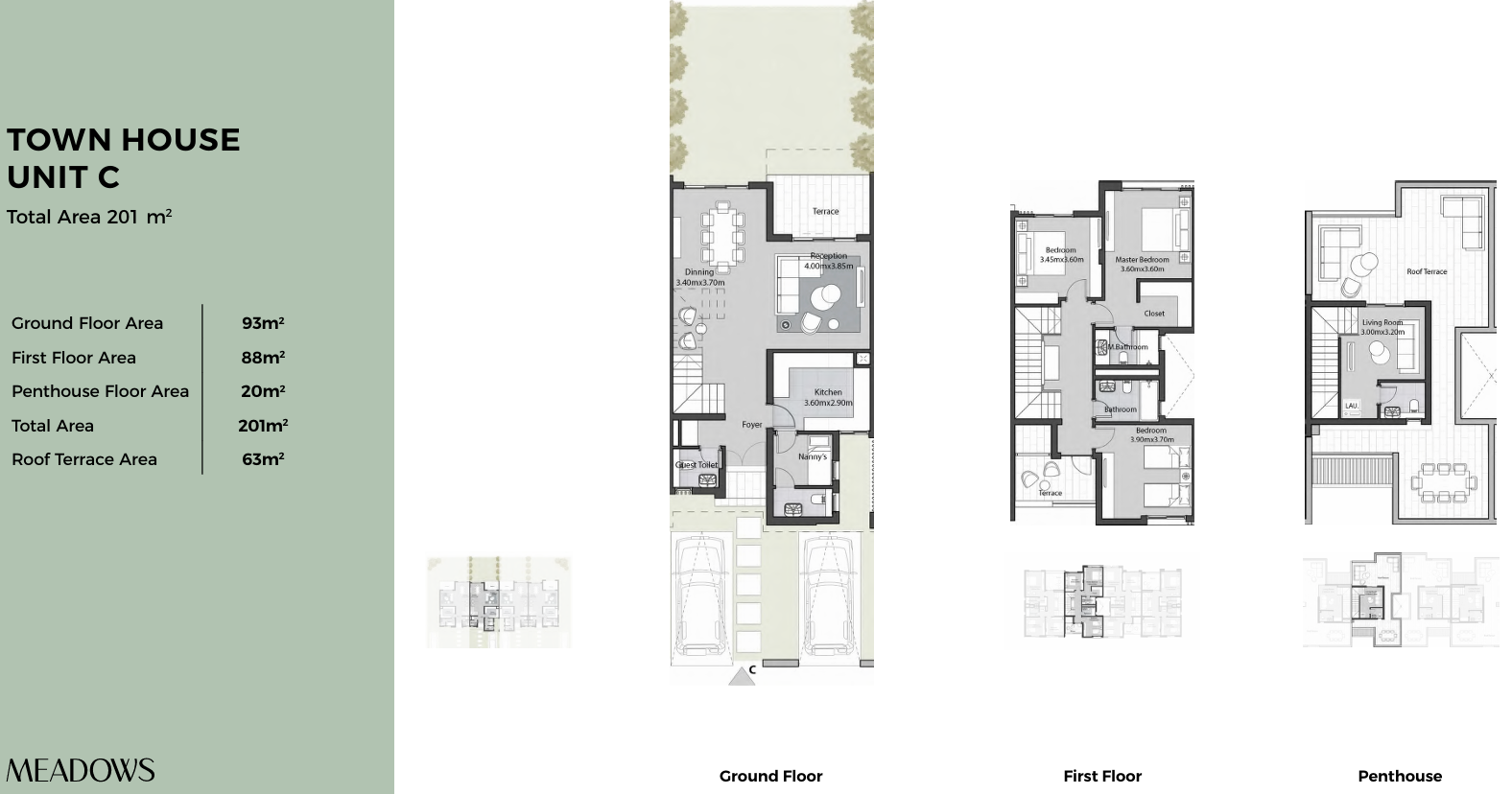 Floor plan for townhouse at SODIC East