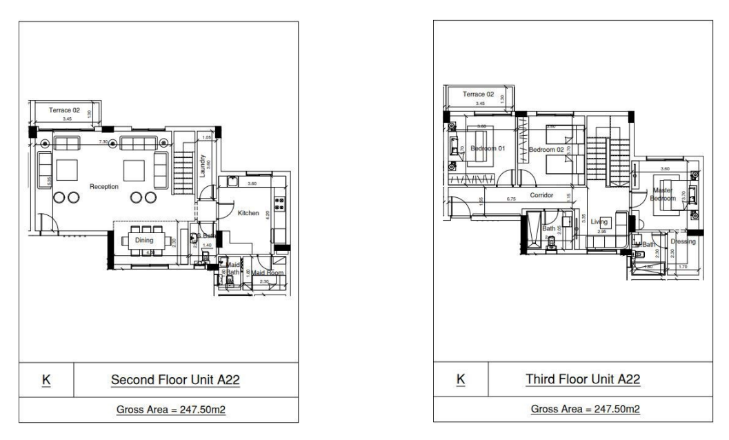 Floor plan for duplex at Venia