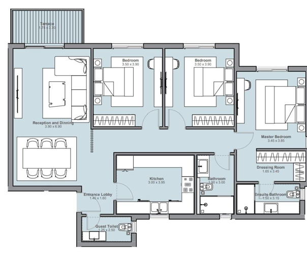 Floor plan for apartment at Ashgar City