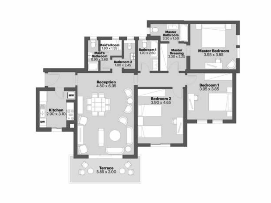 Floor plan for apartment at Cairo Festival City