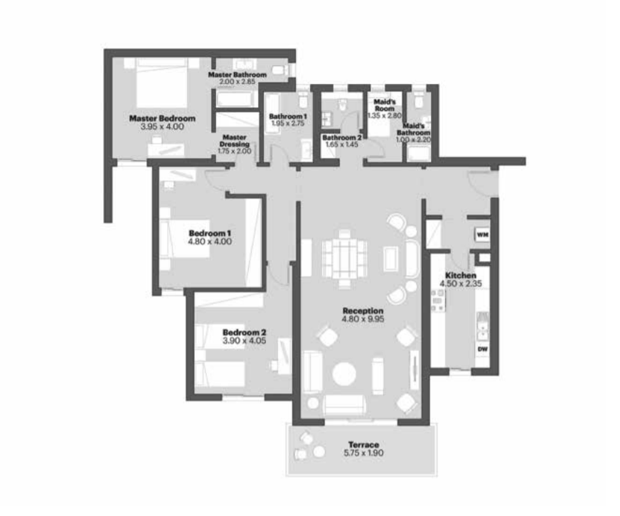 Floor plan for apartment at Cairo Festival City