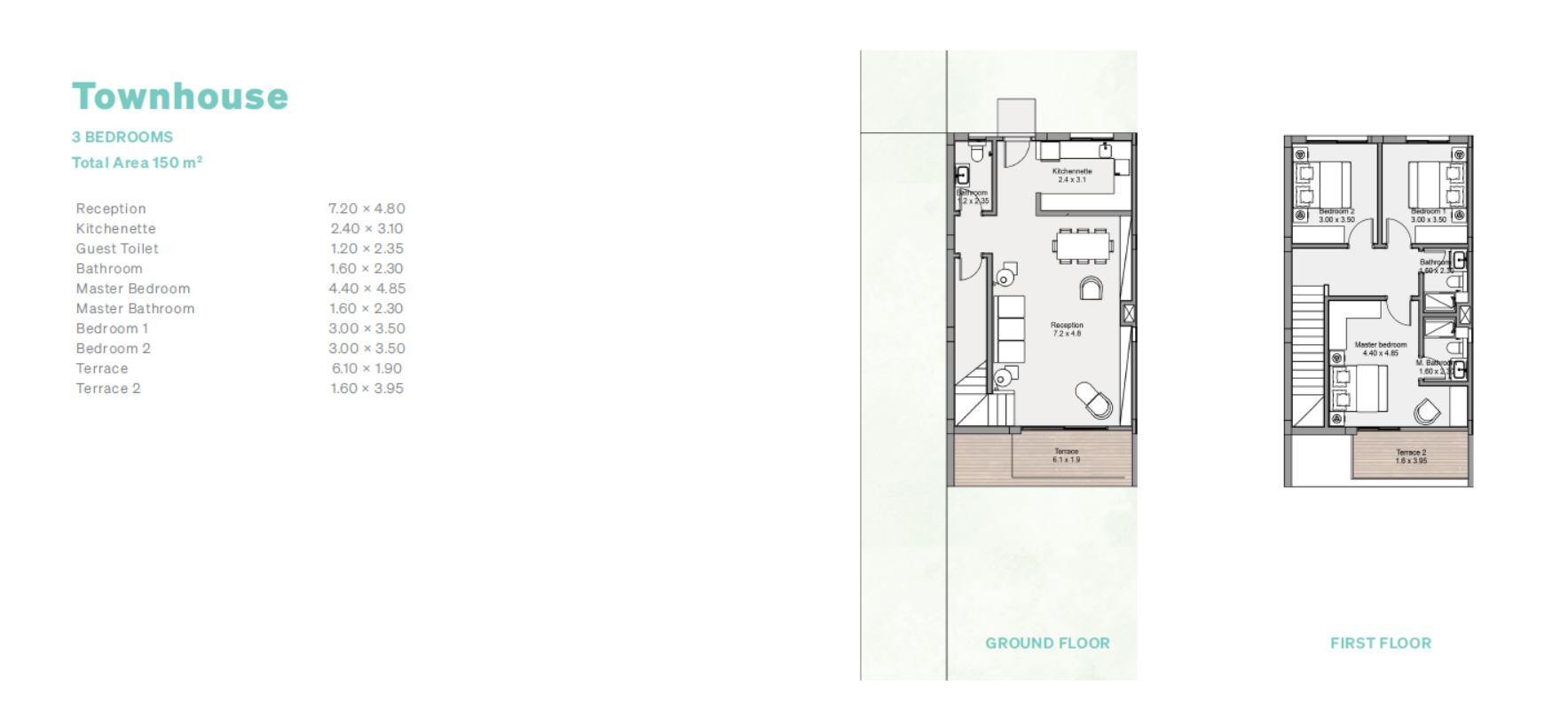 Floor plan for townhouse at Saltshore - Salt