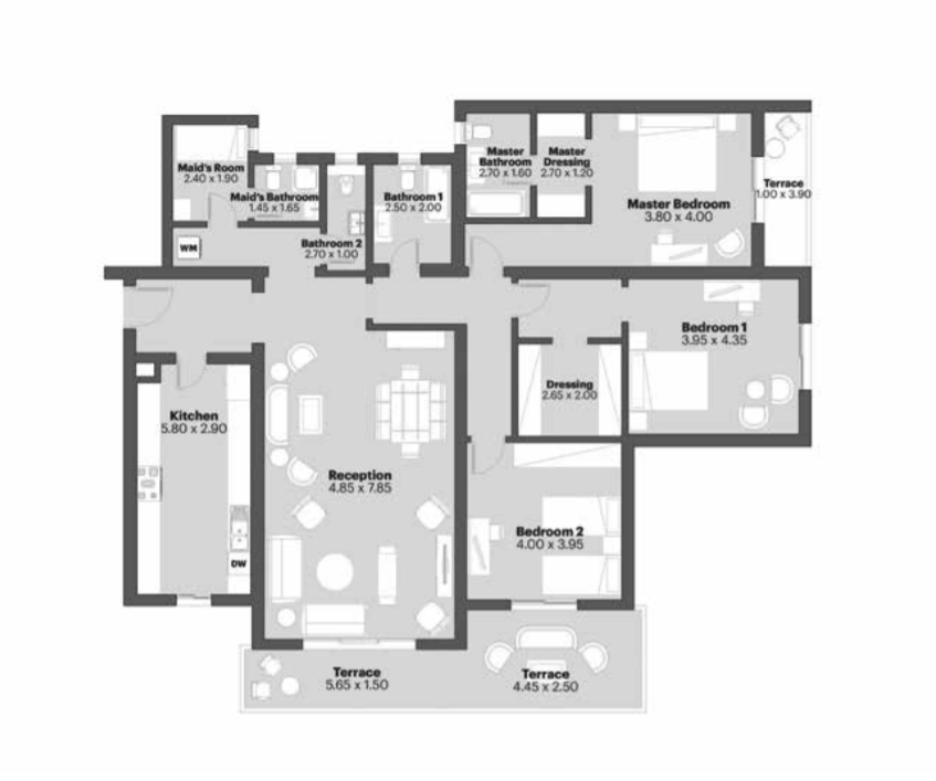 Floor plan for apartment at Cairo Festival City