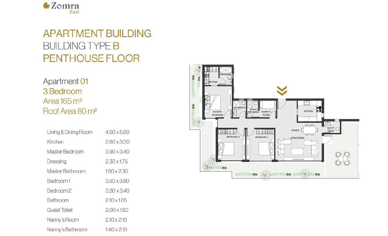 Floor plan for apartment at Zomra East
