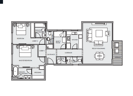 Floor plan for apartment at HAPTown