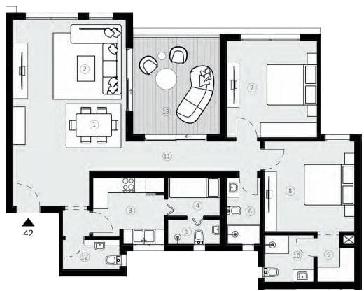 Floor plan for apartment at Park Central