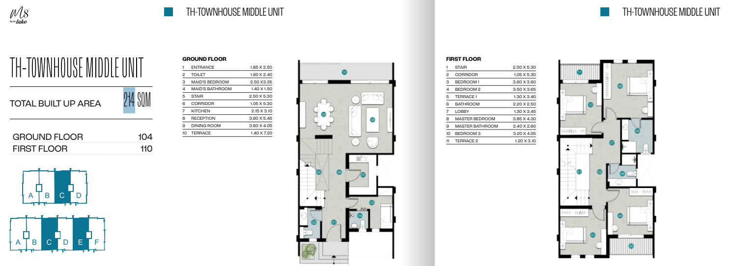 Floor plan for townhouse at Marina 8 By The Lake