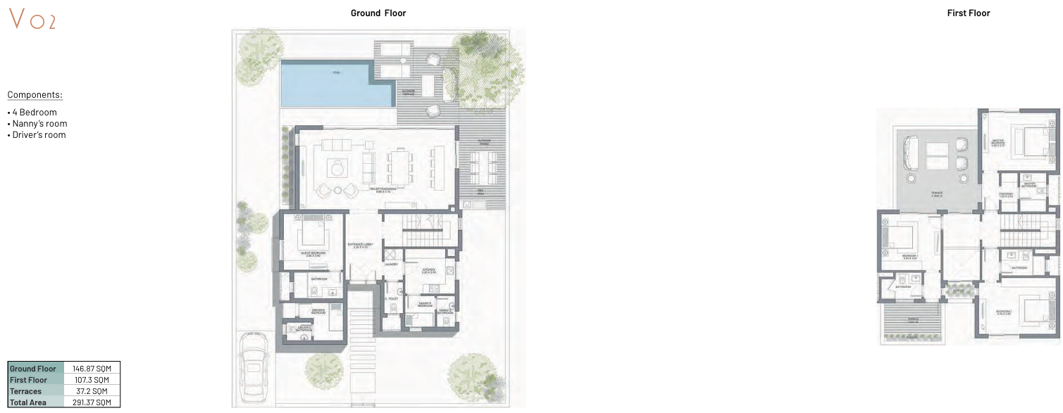 Floor plan for villa at Opal-June